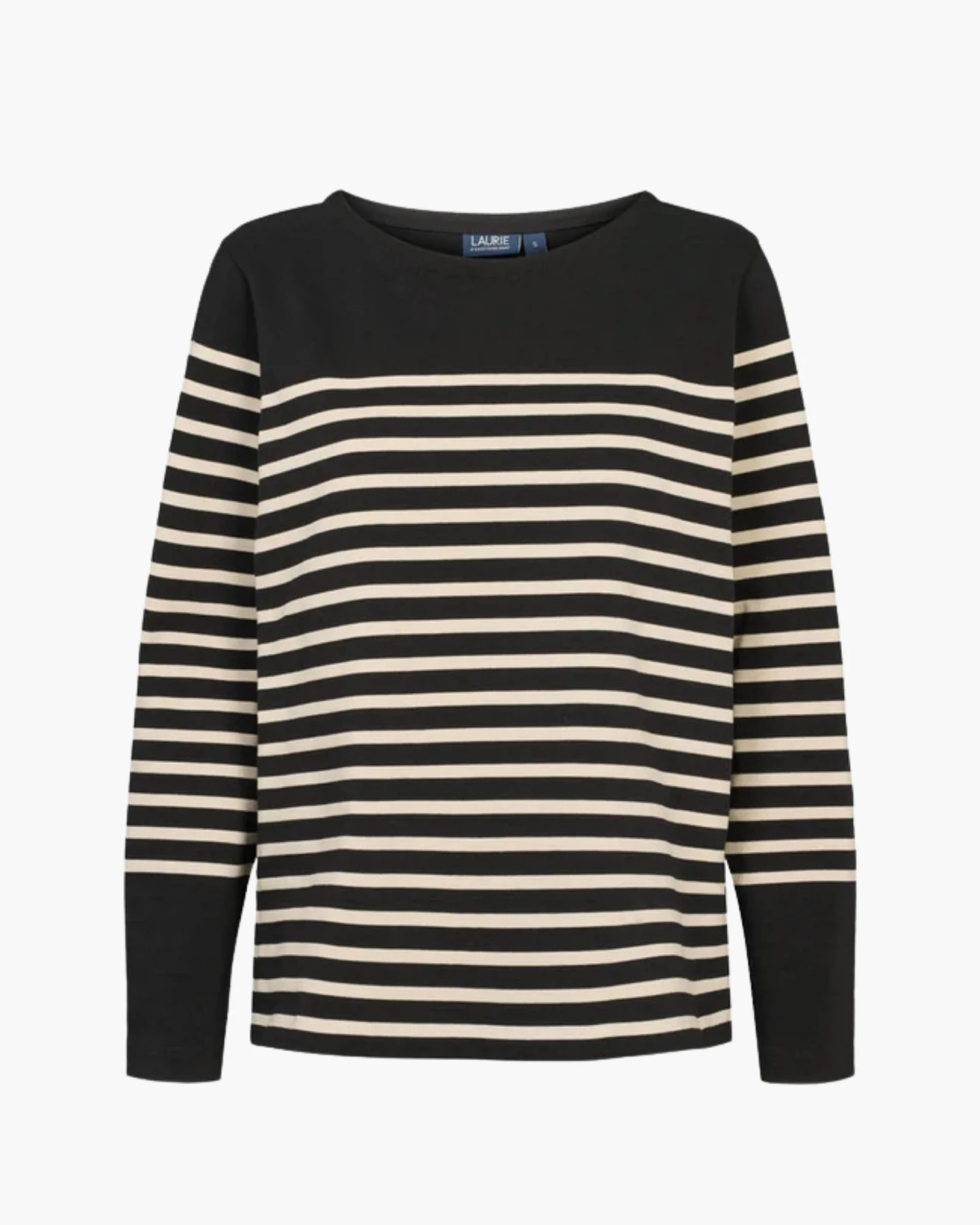 LAURIE Damen vegan Langarmshirt Gabrielle Breton Schwarz/Birke Gestreift – Ansicht 2