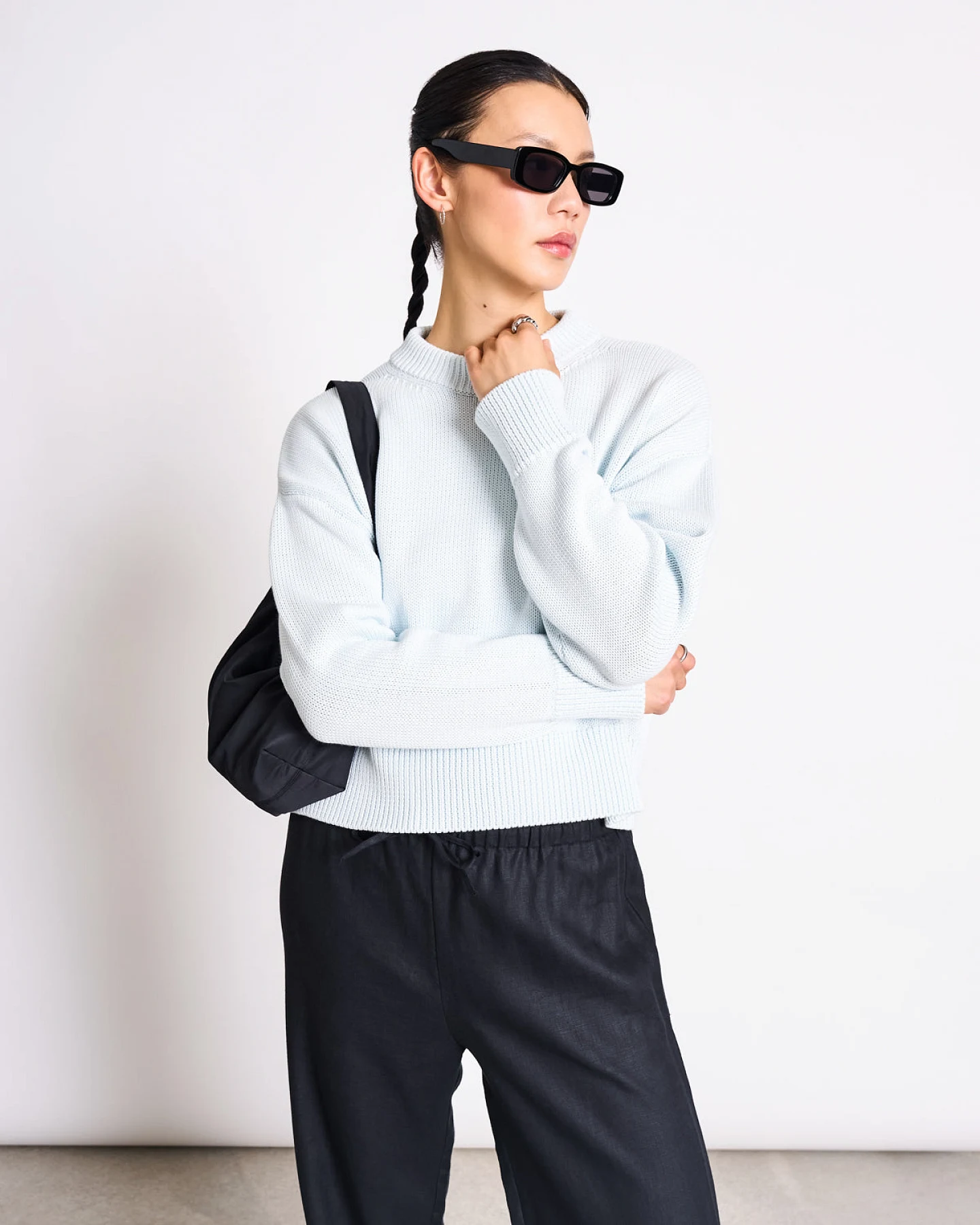JAN N JUNE Damen vegan Pullover Yagmur Eisblau – Ansicht 2