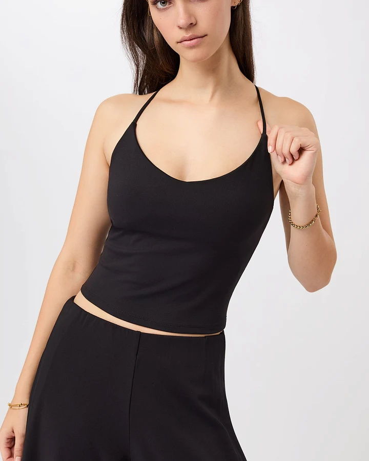MANDALA Damen vegan Schwarzes Kurzes Pilates Top