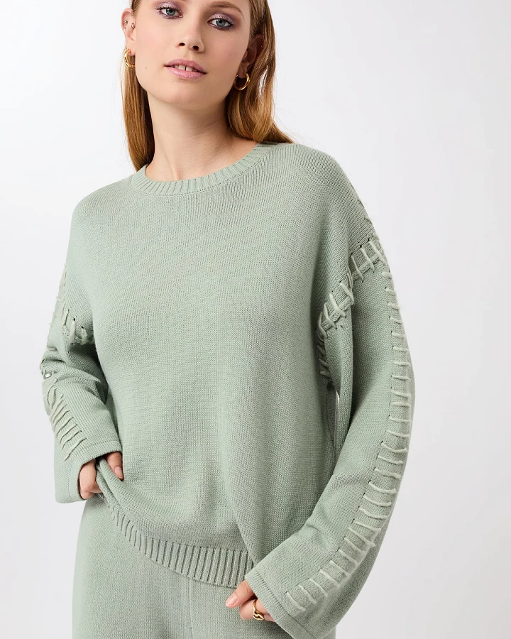 MANDALA Damen vegan Locker Sitzender Strickpullover In Wüstengrün