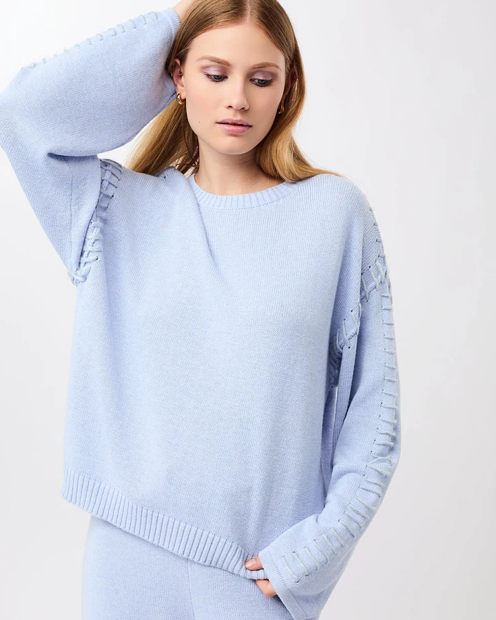 MANDALA Damen vegan Lockerer Strickpullover In Halcyon Blau
