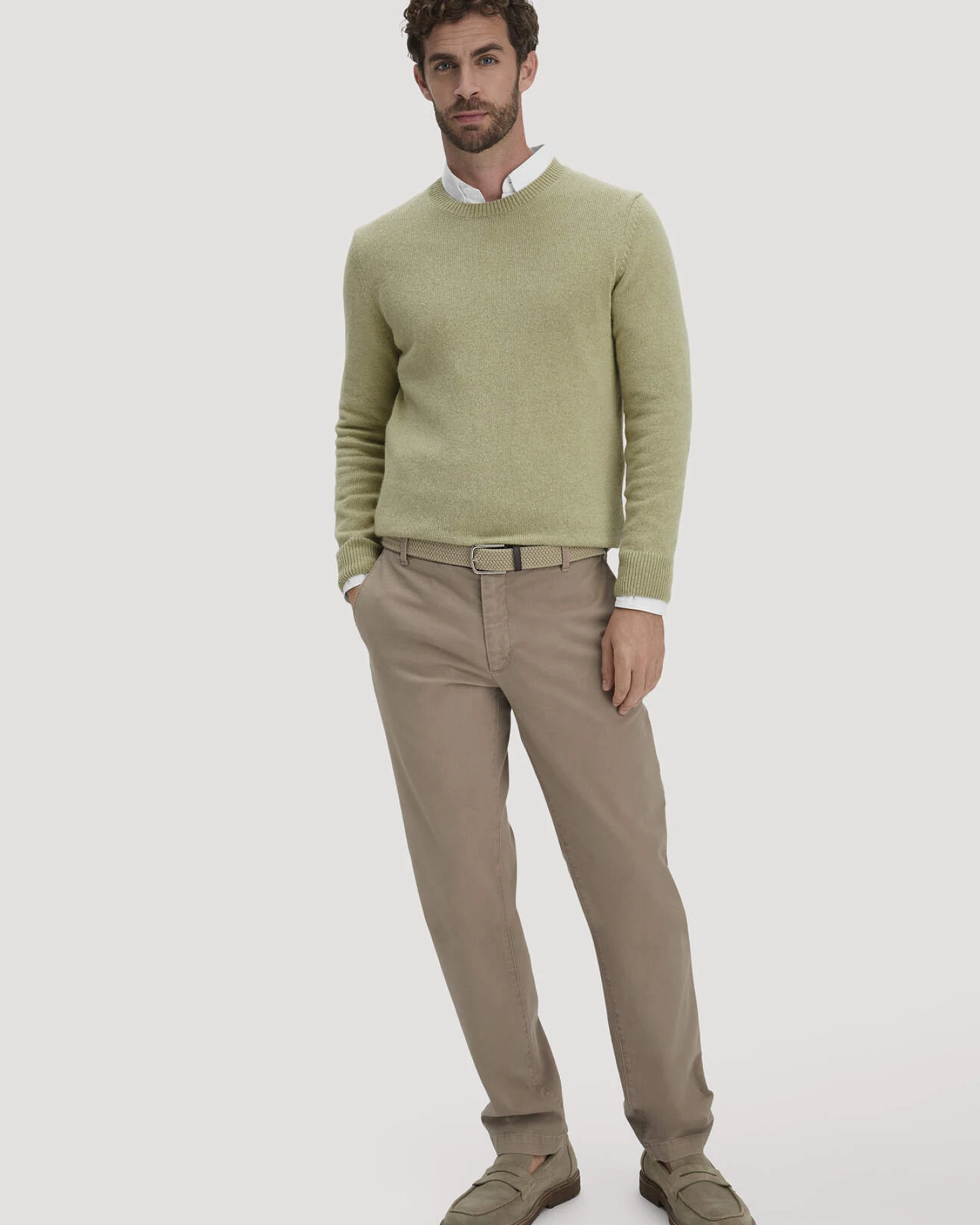 hessnatur Herren Strick Pullover Regular aus Bio-Merinowolle mit Bio-Baumwolle - grün - Größe M – Ansicht 2