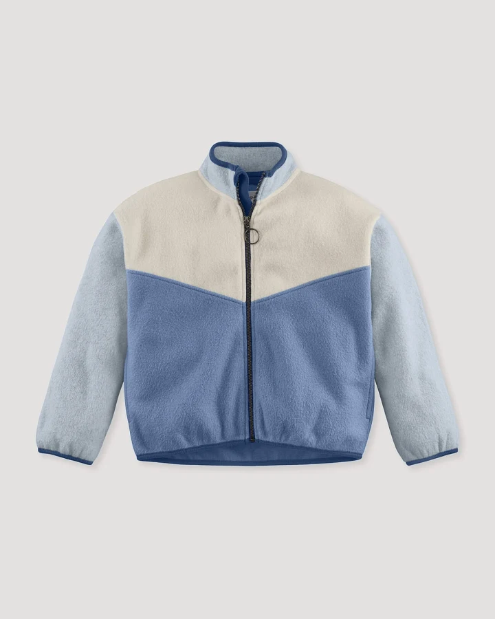 hessnatur Kinder Softfleece Jacke aus Bio-Baumwolle - blau - Größe 134/140