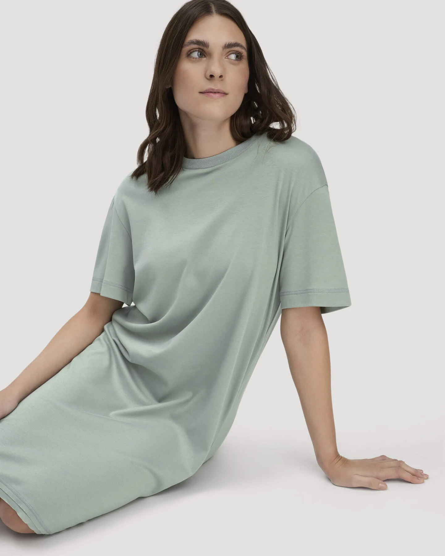 hessnatur Damen Nachthemd PURE COTTON aus Bio-Baumwolle - grün - Größe 36 – Ansicht 3