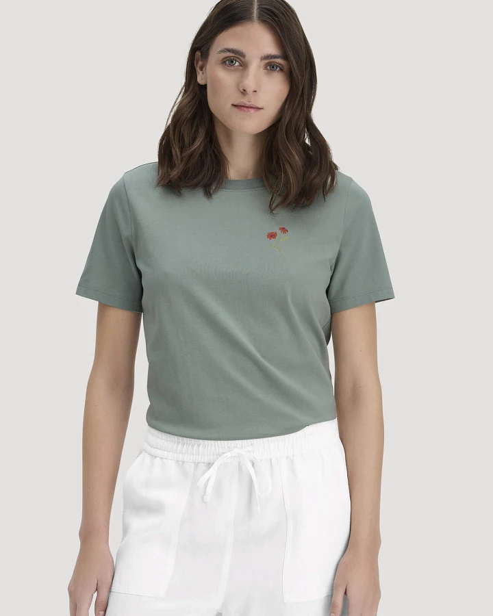 hessnatur Damen Print T-Shirt Relaxed aus Bio-Baumwolle - grün - Größe 34