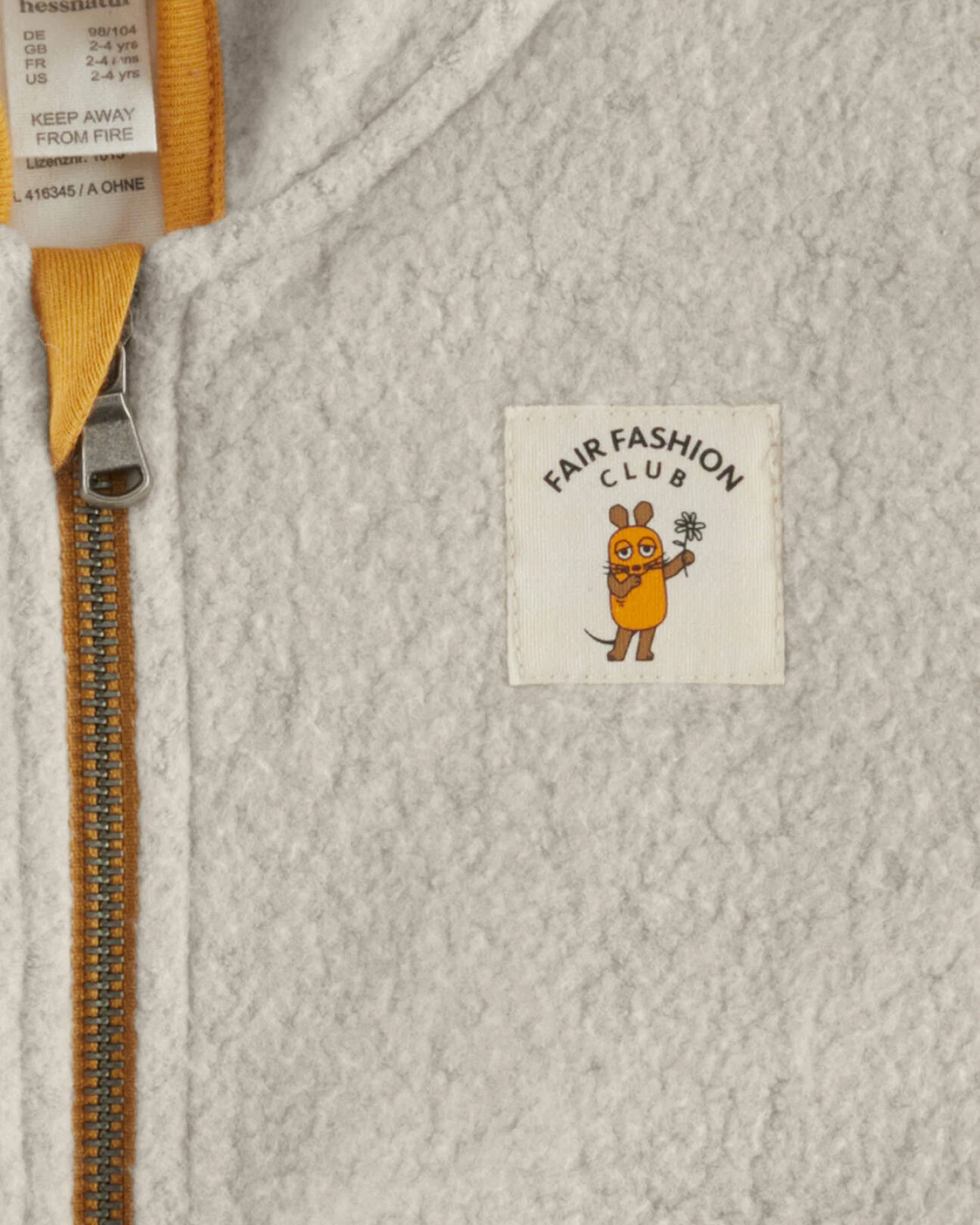 hessnatur Baby Fleece Jacke DIE MAUS aus Bio-Baumwolle - blau - Größe 98/104 – Ansicht 4