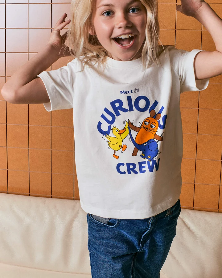 hessnatur Kinder T-Shirt DIE MAUS aus Bio-Baumwolle mit recycelter Baumwolle - weiß - Größe 110/116