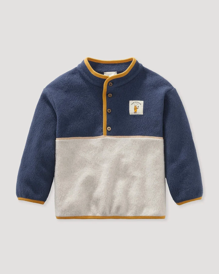 hessnatur Baby Fleece Troyer DIE MAUS aus Bio-Baumwolle - blau - Größe 74/80