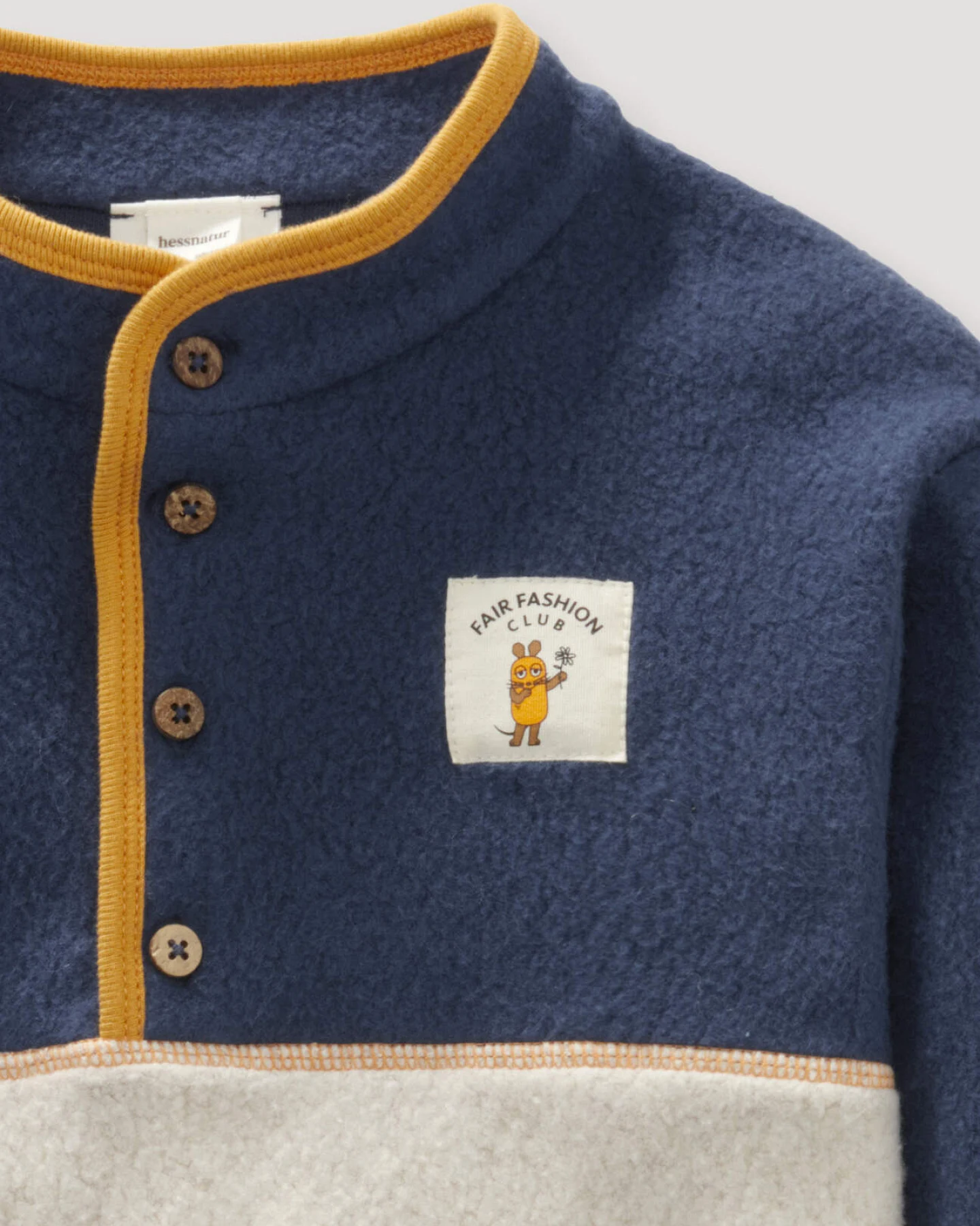 hessnatur Baby Fleece Troyer DIE MAUS aus Bio-Baumwolle - blau - Größe 74/80 – Ansicht 3