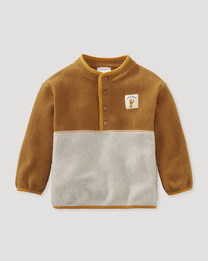 hessnatur Baby Fleece Troyer DIE MAUS aus Bio-Baumwolle - braun - Größe 74/80