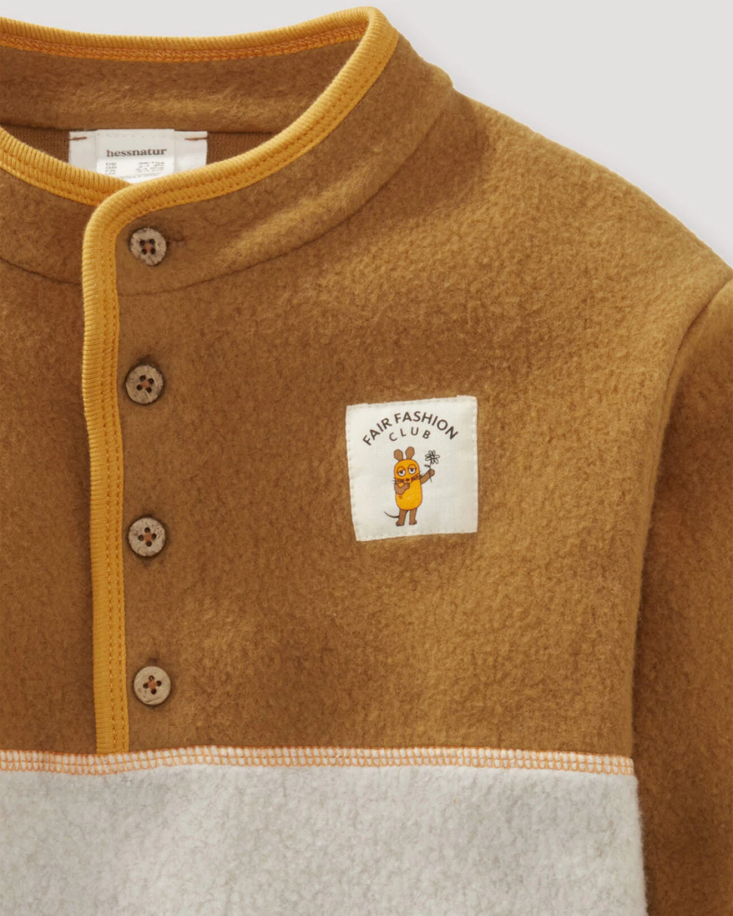 hessnatur Baby Fleece Troyer DIE MAUS aus Bio-Baumwolle - braun - Größe 74/80 – Ansicht 3