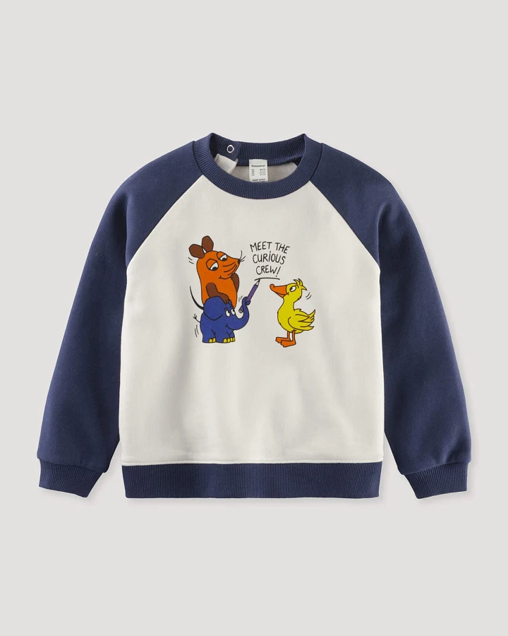 hessnatur Baby Sweatshirt DIE MAUS Regular aus Bio-Baumwolle mit recycelter Baumwolle - blau - Größe 74/80