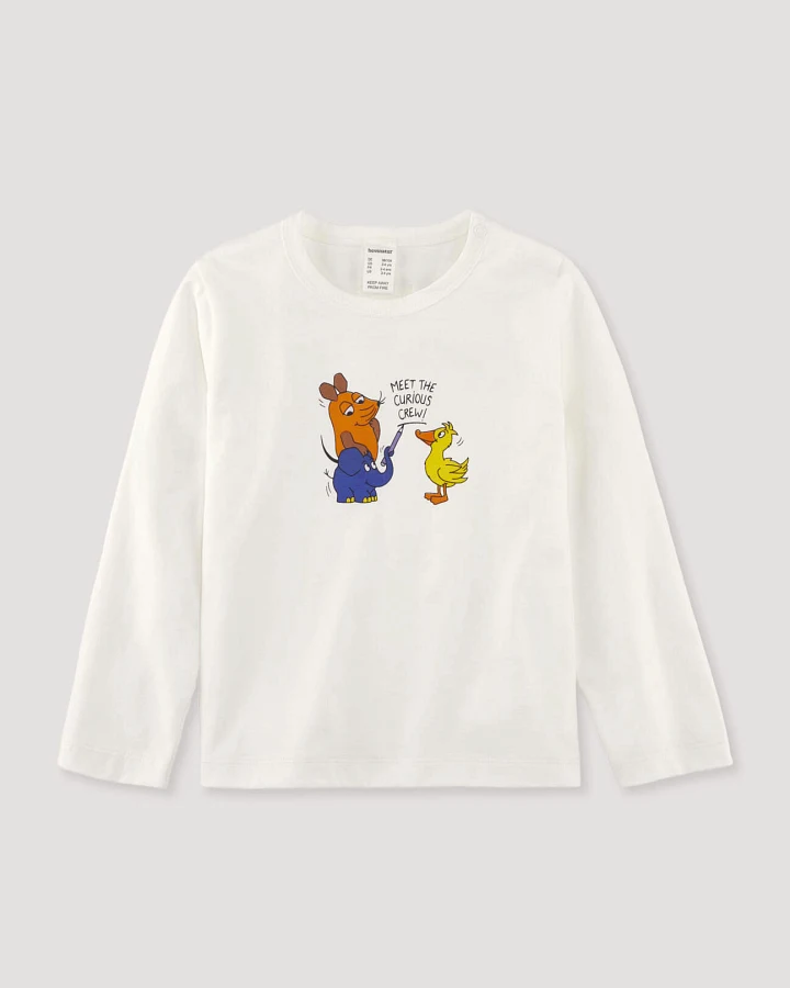 hessnatur Baby Longsleeve DIE MAUS Regular aus Bio-Baumwolle mit recycelter Baumwolle - weiß - Größe 74/80