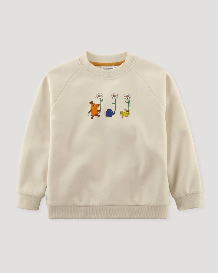 hessnatur Kinder Sweatshirt DIE MAUS Relaxed aus Bio-Baumwolle mit recycelter Baumwolle - natur - Größe 98/104