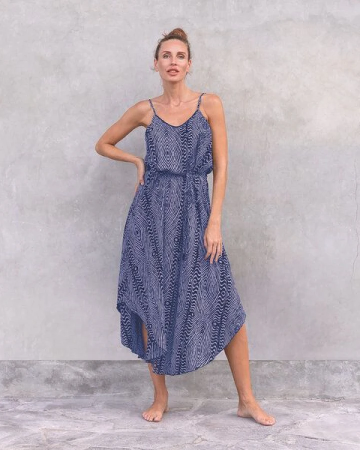 Jaya MAXIKLEID ESTELLE - Damen - Luftig-leichtes Maxikleid mit Allover-Blütenprint aus weichfließender Rayon-Viskose ideal für den Urlaub