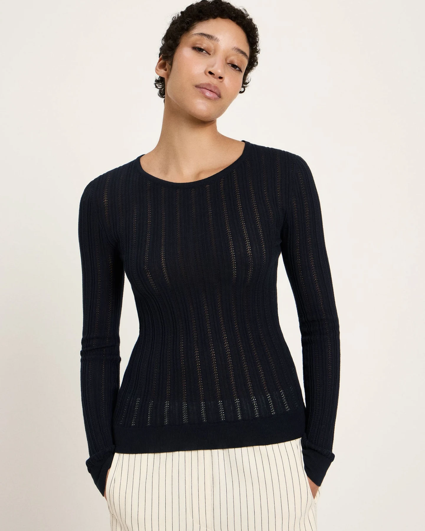 Pointelle-Pullover (GOTS) – Ansicht 3