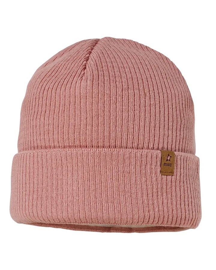Baby und Kinder Beanie mit Umschlag Bio-Baumwolle Strick ash rose Gr. 51