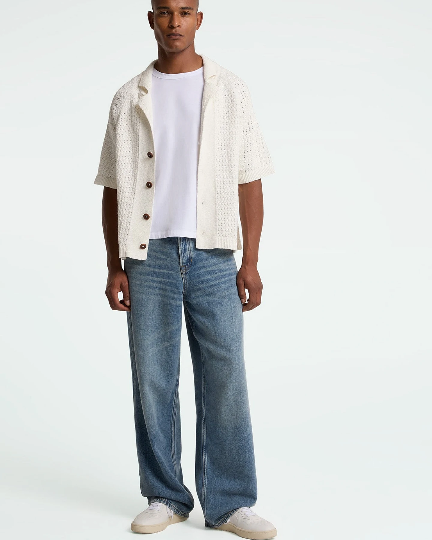 Kings of Indigo Herren vegan Cardigan Egino Weiß – Ansicht 2
