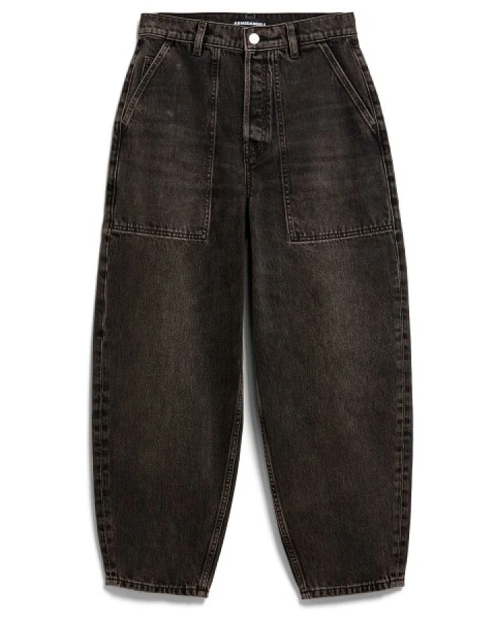 ARMEDANGELS - Women's Baarly High Worker Barrel Jean - Freizeithose Gr 36⁠-38 - Length: 32'' schwarz