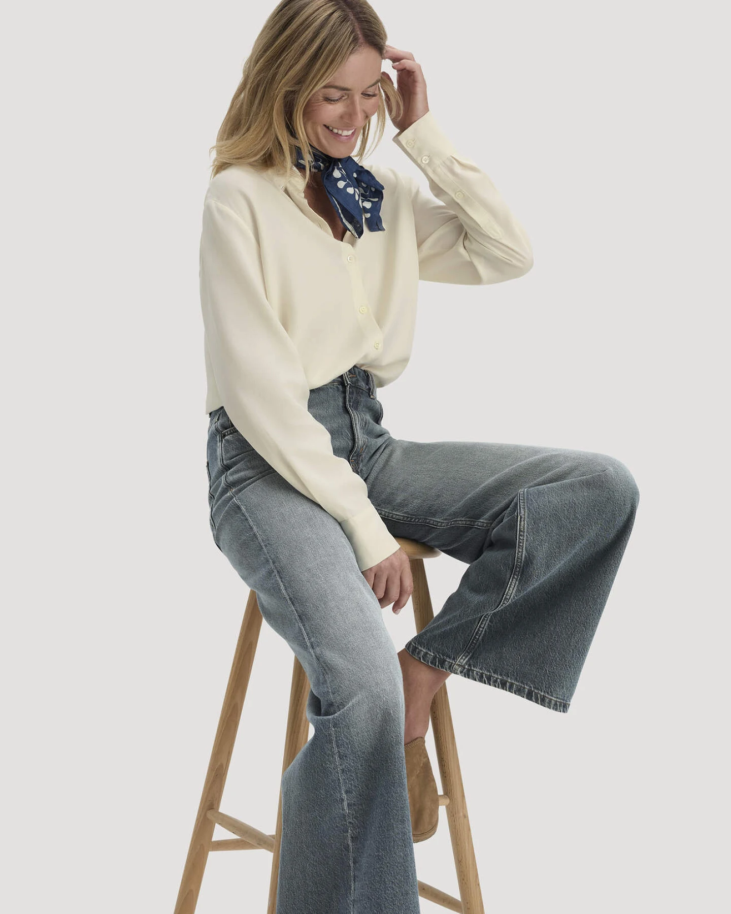 hessnatur Damen Jeans ALVA Wide Leg aus Bio-Denim - blau - Größe 31/32 – Ansicht 4