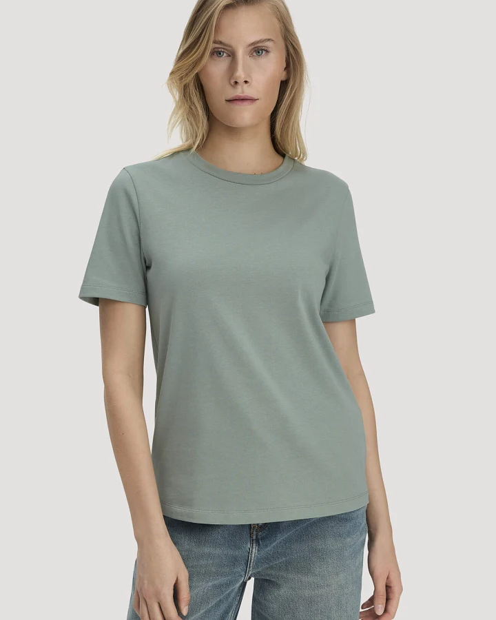 hessnatur Damen Heavy T-Shirt Relaxed aus Bio-Baumwolle - grün - Größe 34