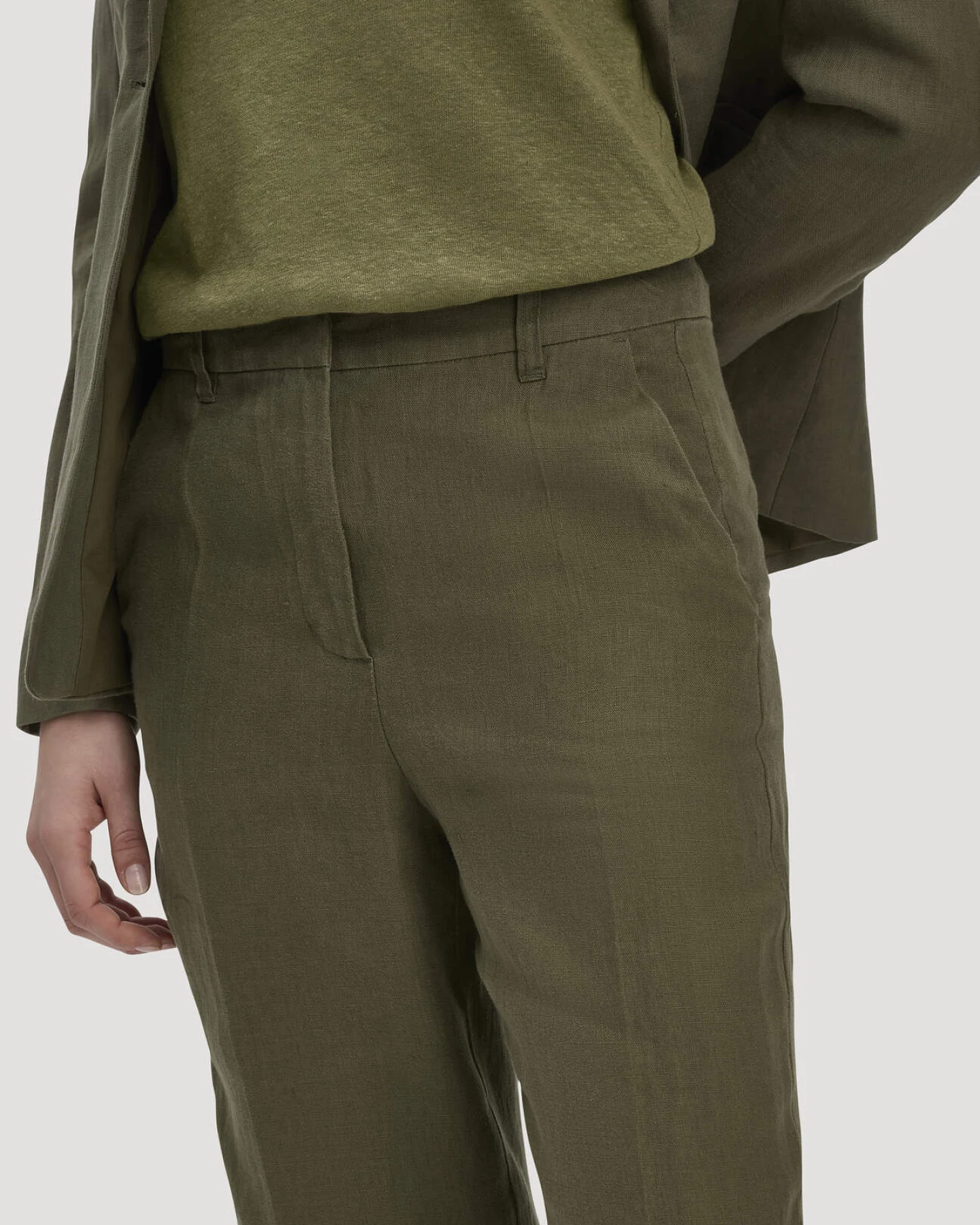 hessnatur Damen Hose Straight Leg aus Leinen - grün - Größe 44 – Ansicht 3
