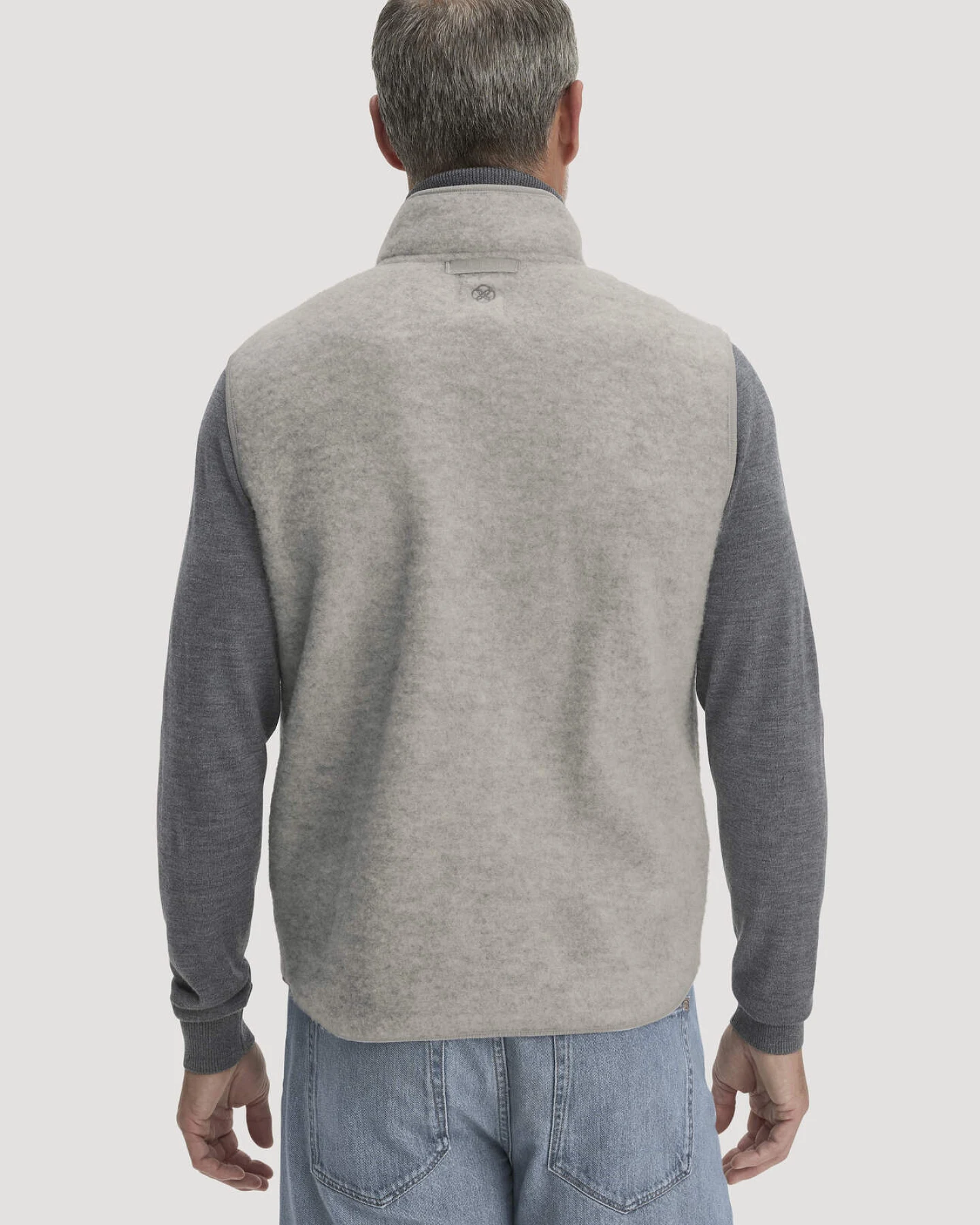 hessnatur Herren Wollfleece Weste Regular aus Bio-Merinowolle - grau - Größe 52 – Ansicht 3