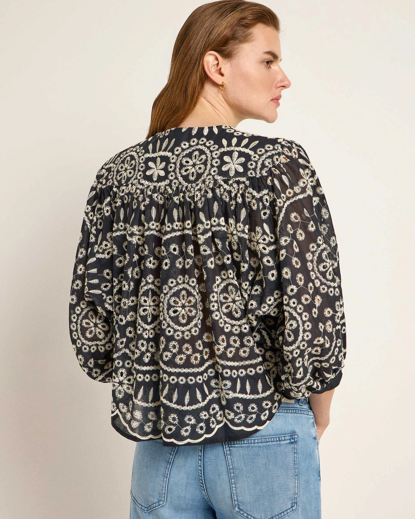 Stickereibluse (OCS) mit Kräuseln – Ansicht 4