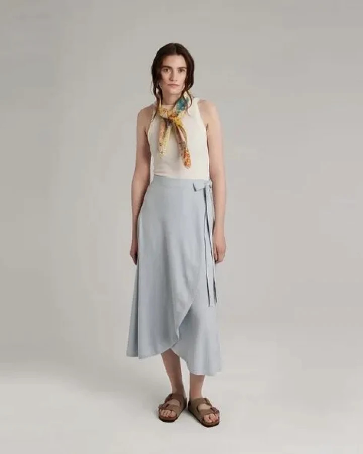 Addition Sustainable Apparel Smooth Wrap Skirt illusion blue