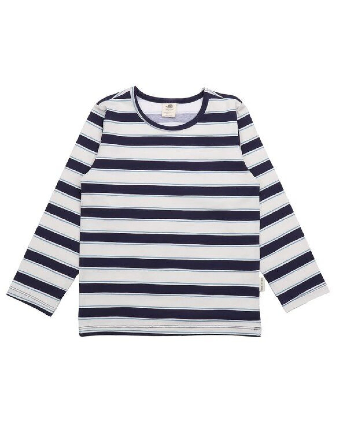 Kinder Langarmshirt GOTS-zertifiziert aus Bio-Baumwolle blau-weiß gestreift – Walkiddy – Ansicht 3
