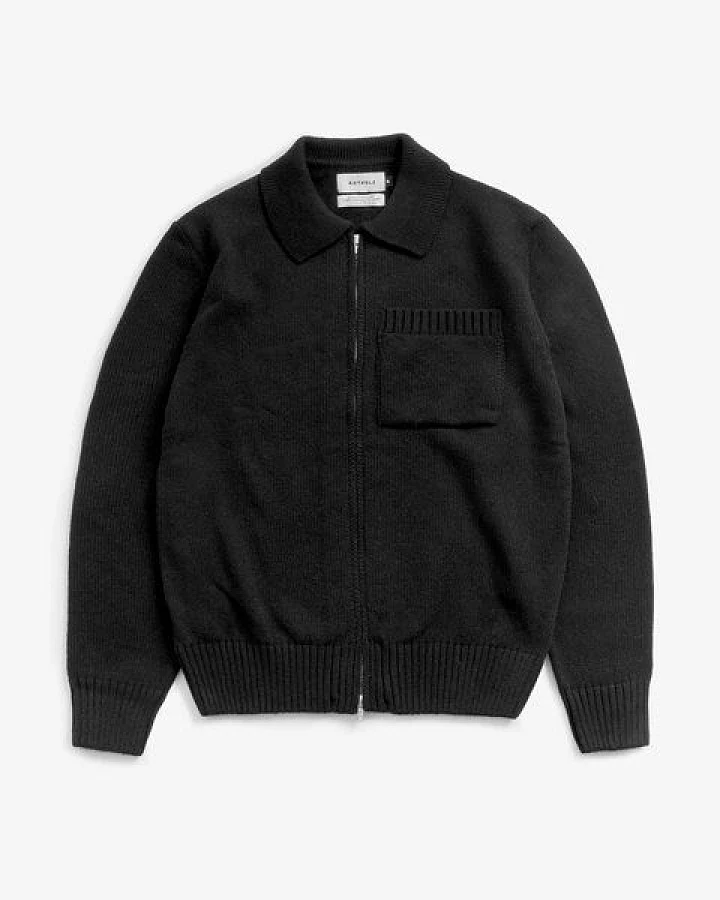 Rotholz Polo Strickjacke aus recycelter Wolle
