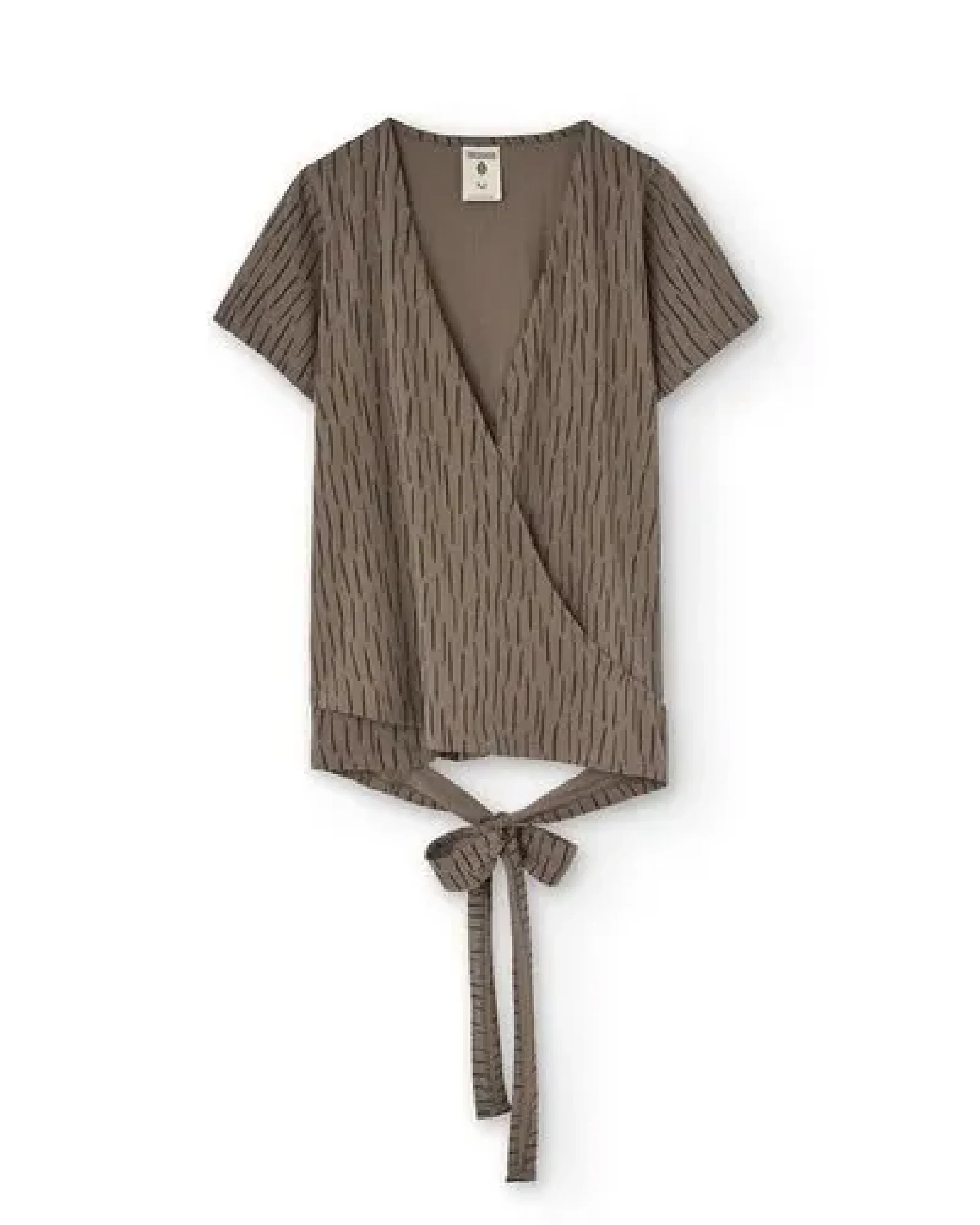 TIRALAHILACHA Hagne wrap T-Shirt in bark brown – Ansicht 4