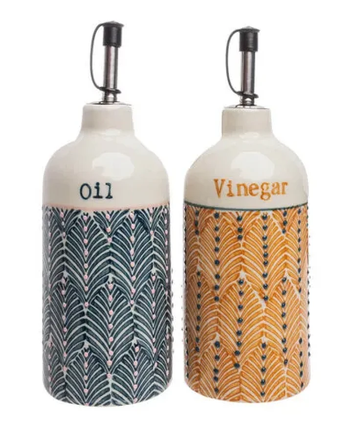 TRANQUILLO Essig- & Ölflasche MIIX'N'MATCH Orange – Steinzeug & Edelstahl