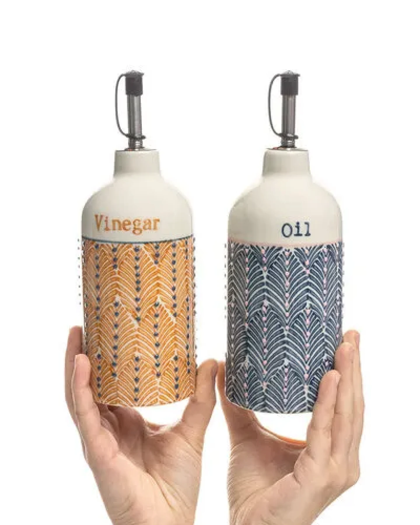 TRANQUILLO Essig- & Ölflasche MIIX'N'MATCH Orange – Steinzeug & Edelstahl – Ansicht 2