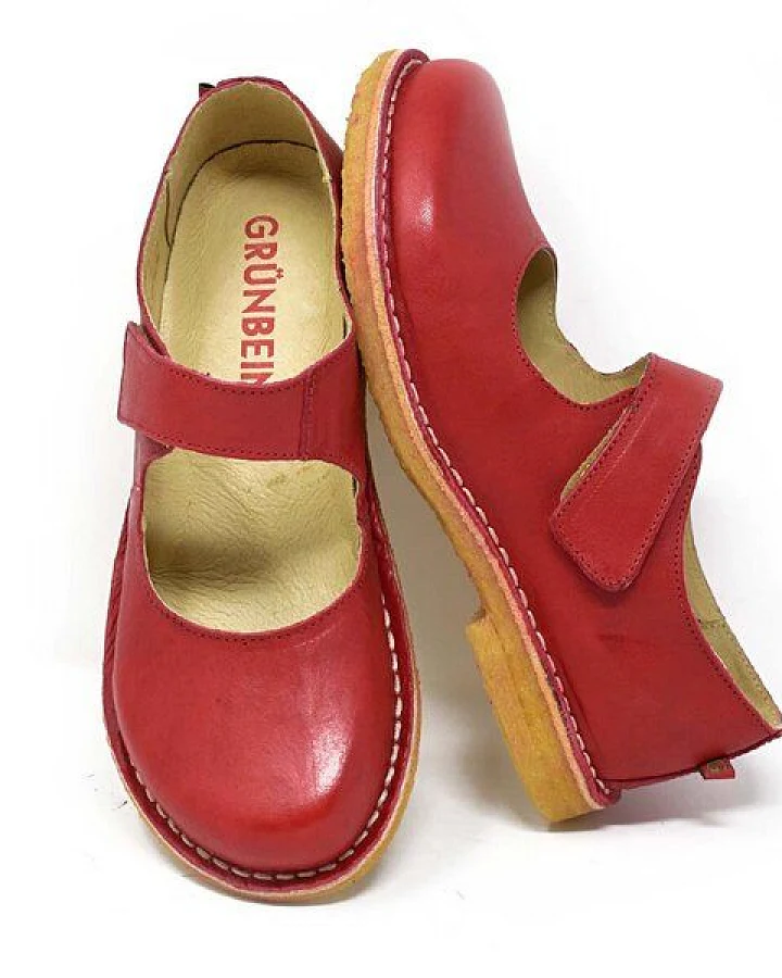 Grünbein Shoes Spangen-Ballerinas Gerda Naturform rot