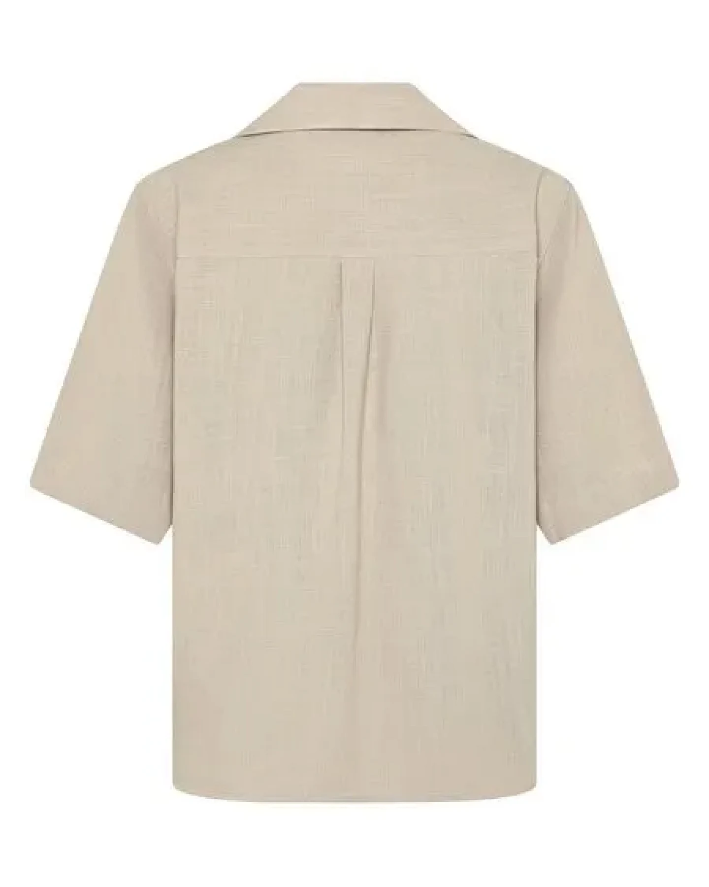 KnowledgeCotton Apparel Lockere Kurzarmbluse aus Ecovero und Bio-Leinen – Ansicht 3