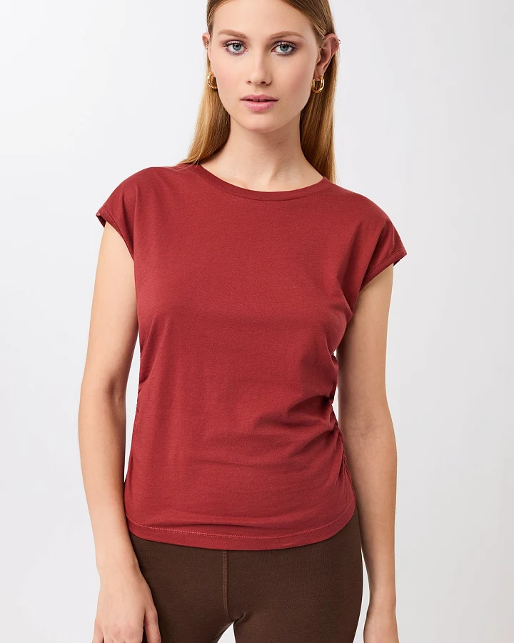 MANDALA Damen vegan Top Side Ruffled Siena