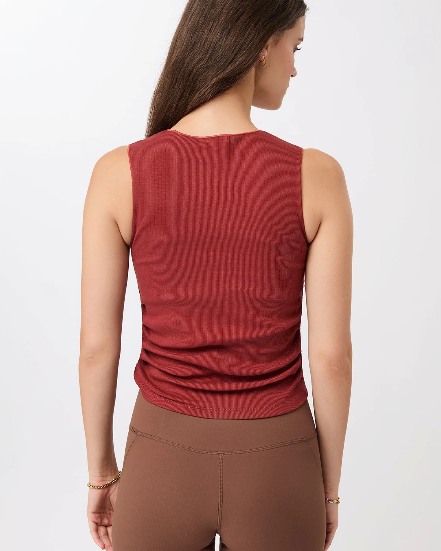 MANDALA Damen vegan Top Mit Rippenbündchen Und Rüschen An Der Seite Siena – Ansicht 2