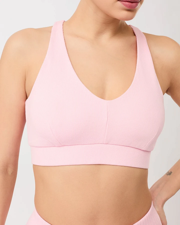 MANDALA Damen vegan Sport Bh Rib Zartrosa