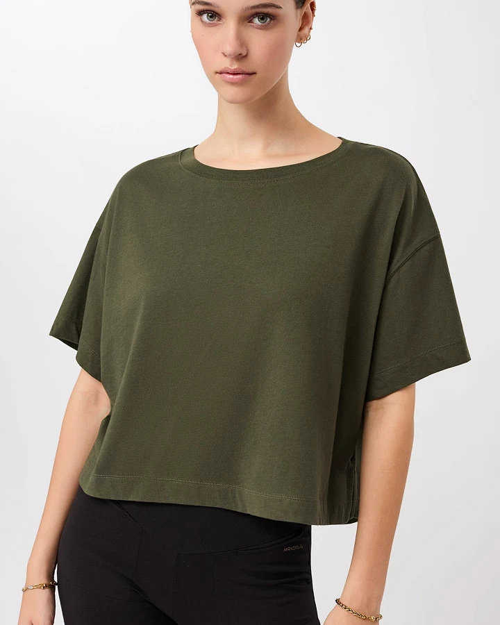 MANDALA Damen vegan T-Shirt Boxy Leaf