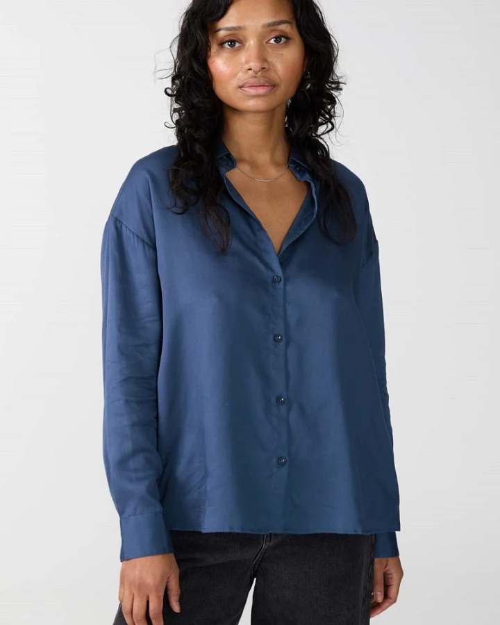 Yahmo Damen vegan Hemd Mona Blau