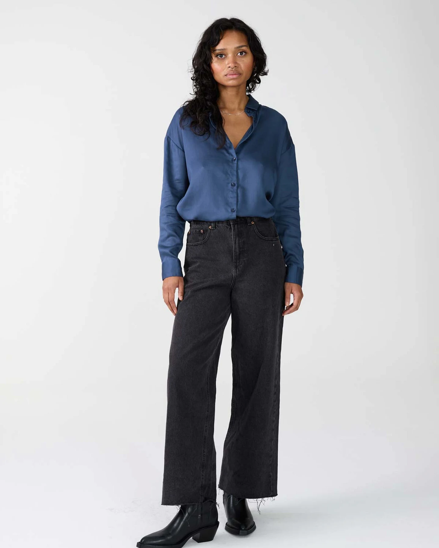 Yahmo Damen vegan Hemd Mona Blau – Ansicht 2