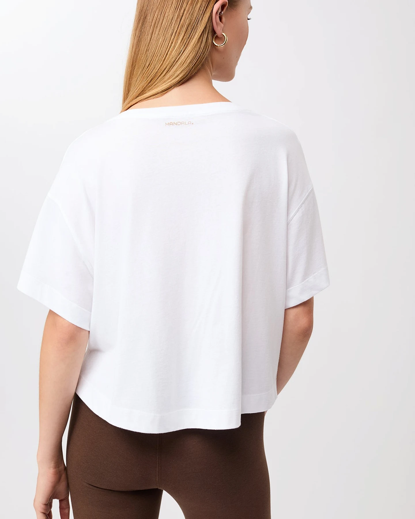MANDALA Damen vegan T-Shirt Boxy Weiß – Ansicht 2