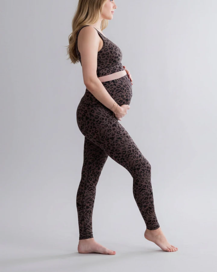 Hey Honey Maternity Leggings Mono Leo Soft Brown