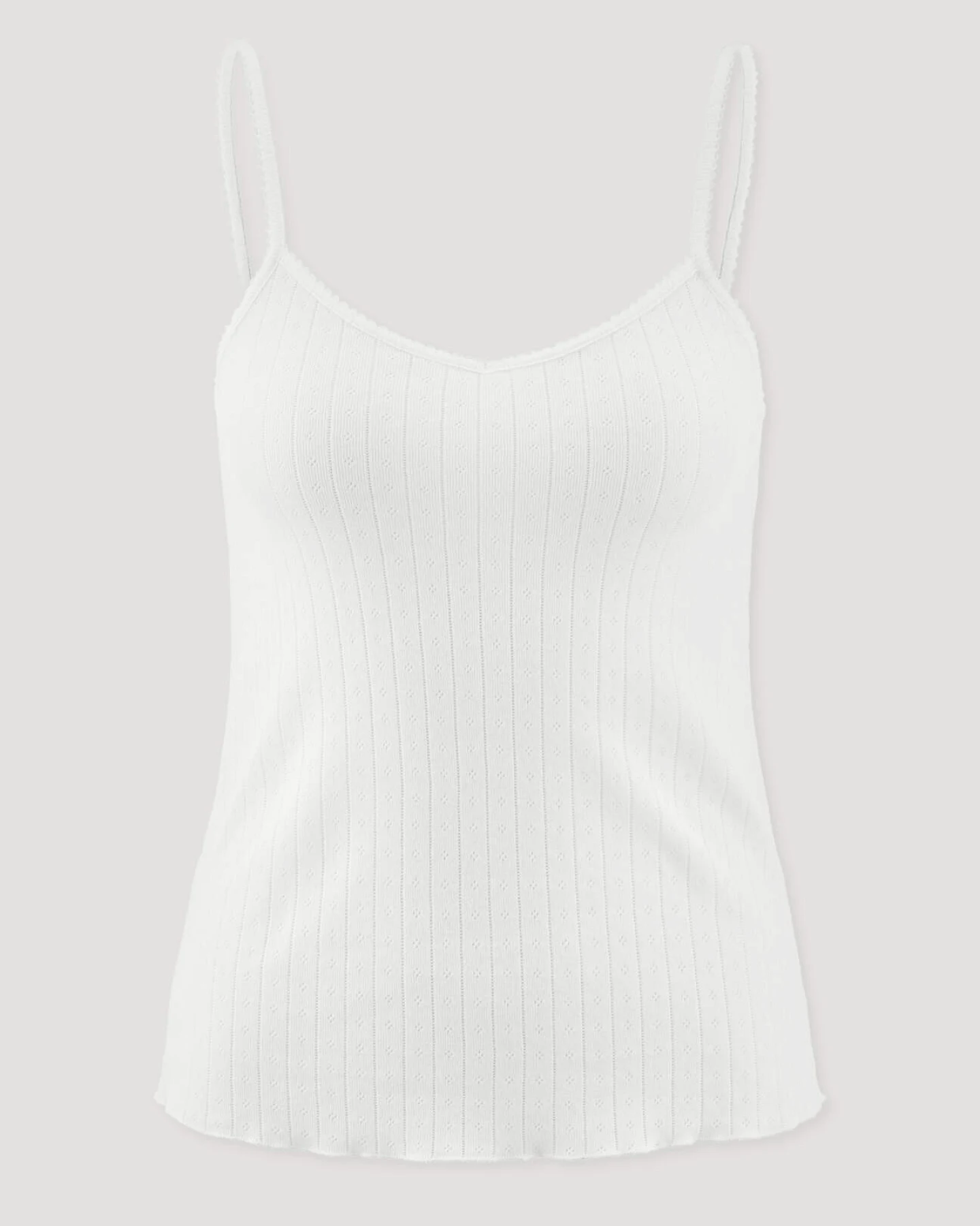 hessnatur Damen Pointelle Spaghetti Top PURE COTTON aus Bio-Baumwolle - weiß - Größe 46 – Ansicht 4