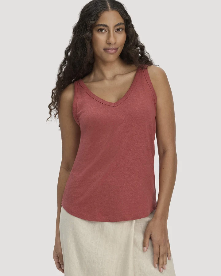 hessnatur Damen Jersey Top Regular aus Leinen und Bio-Baumwolle - braun - Größe 46