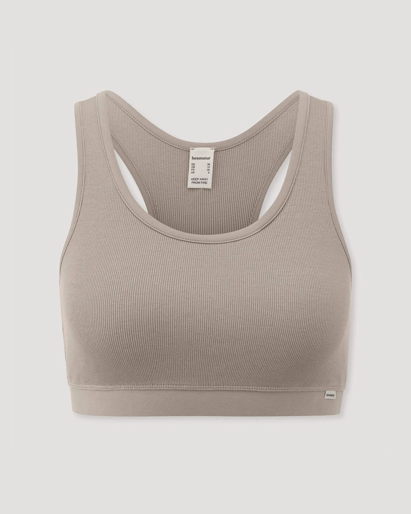 hessnatur Damen Bustier Racerback SOFT RIB aus Bio-Baumwolle - beige - Größe 34 – Ansicht 4