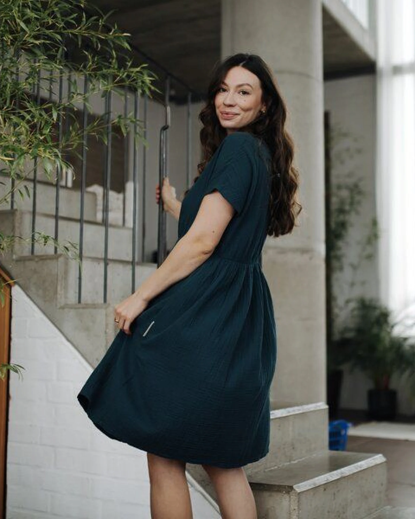 NORDLICHT Damen Musselin Kleid aus 100% Bio-Baumwolle ALMA – Ansicht 2