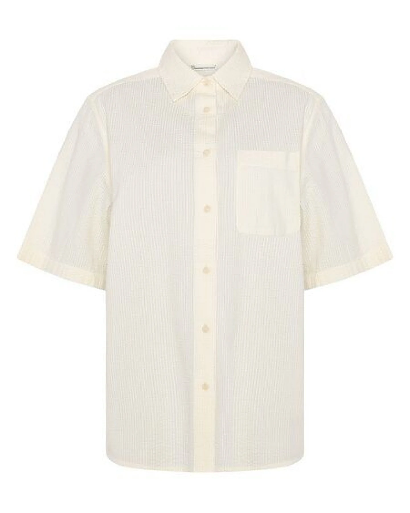 KnowledgeCotton Apparel Lockere Seersucker-Bluse mit kurzen Ärmeln aus Bio-Baumwolle – Ansicht 3