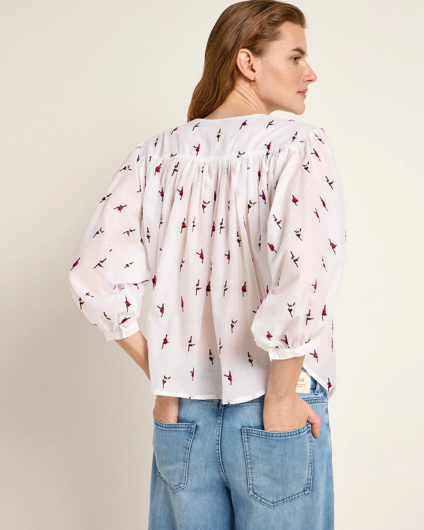 Stickereibluse (OCS) mit Kräuseln – Ansicht 6